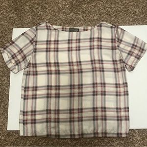 Topshop Red and White Tartan Silky Top ASO Lydia Martin Teen Wolf Size 2